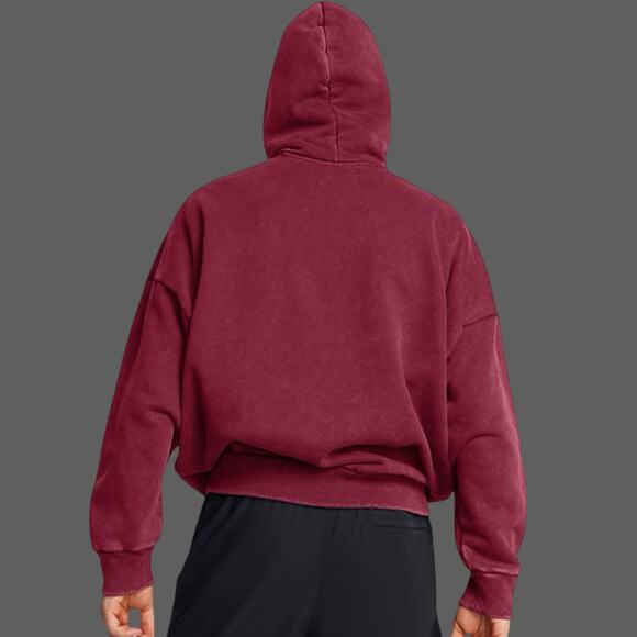 Under Armour Icon Heavyweight Fleece Wash Men's Oversized Hoodie L NWT Cardinal - Picture 8 of 8
